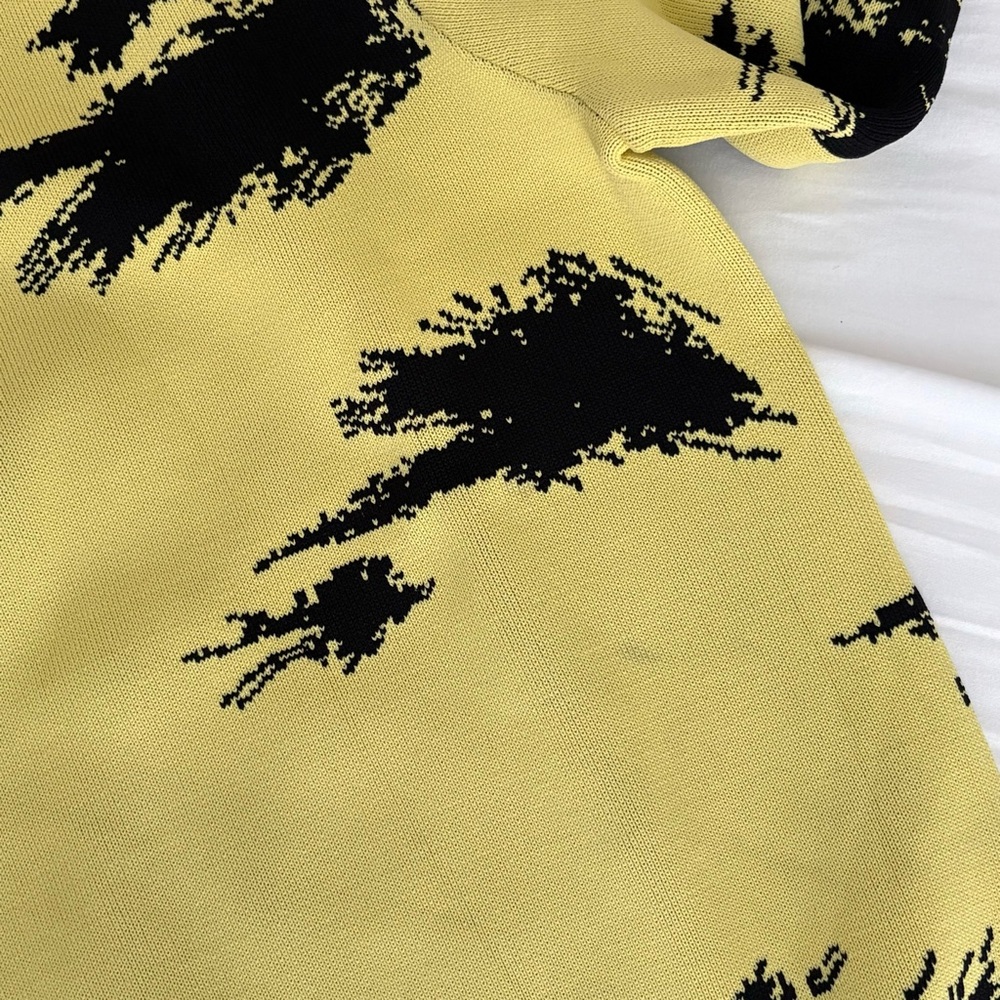 NWOT Acne Studio Style Yellow Ink Splatter Splash  Sweater S - Picture 9 of 13